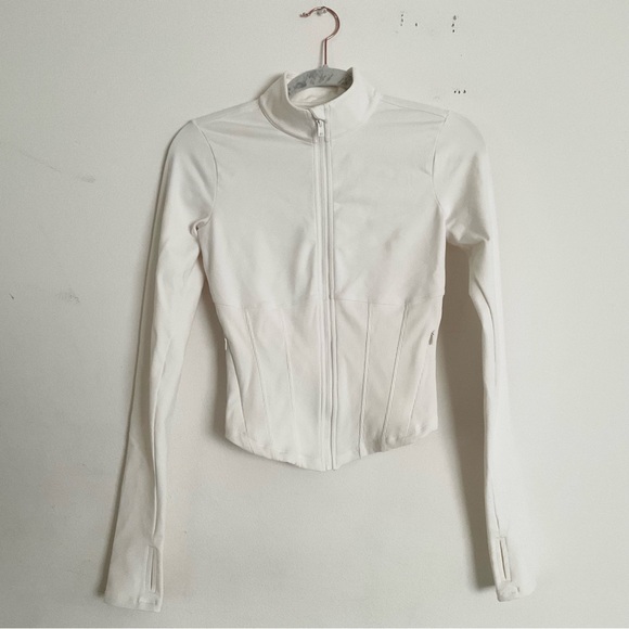 Alo Yoga Airbrush Corset Full Zip Jacket Ivory XS - Picture 5 of 14